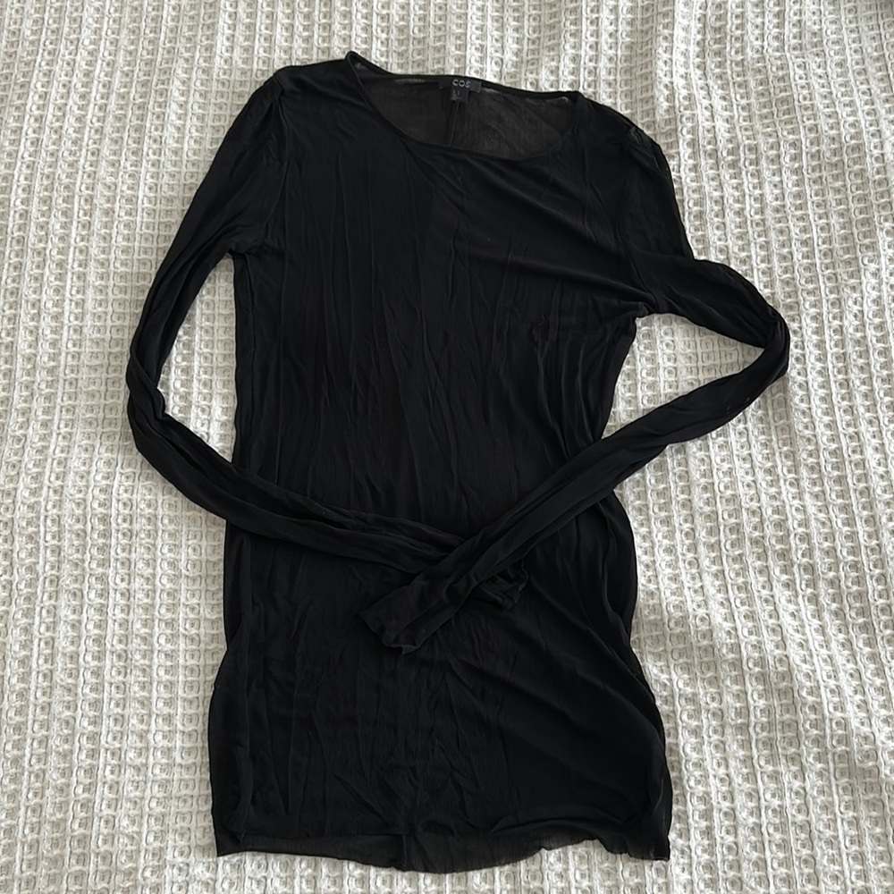COS - Translucent stretchy longsleeve, 100% Silk